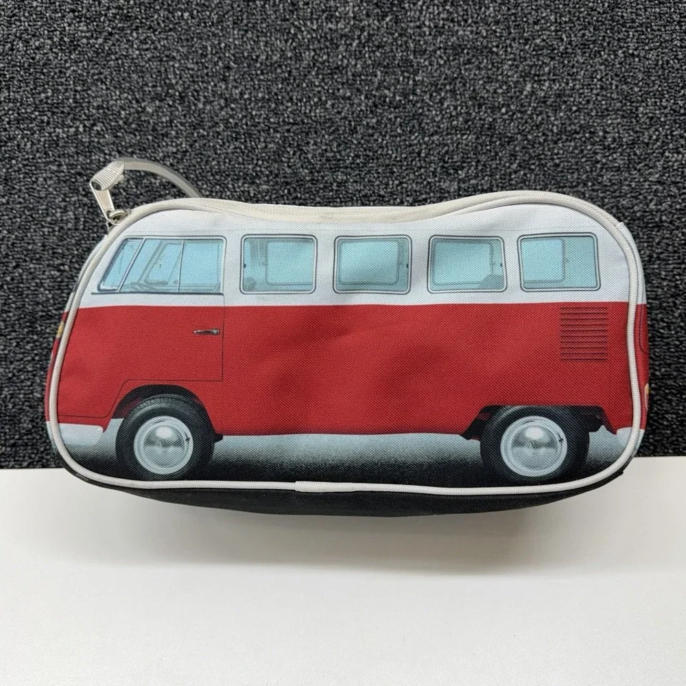Volkswagen VW Bus Pencil Case Makeup Bags Red White T1 1967 Zip Pouch 13in